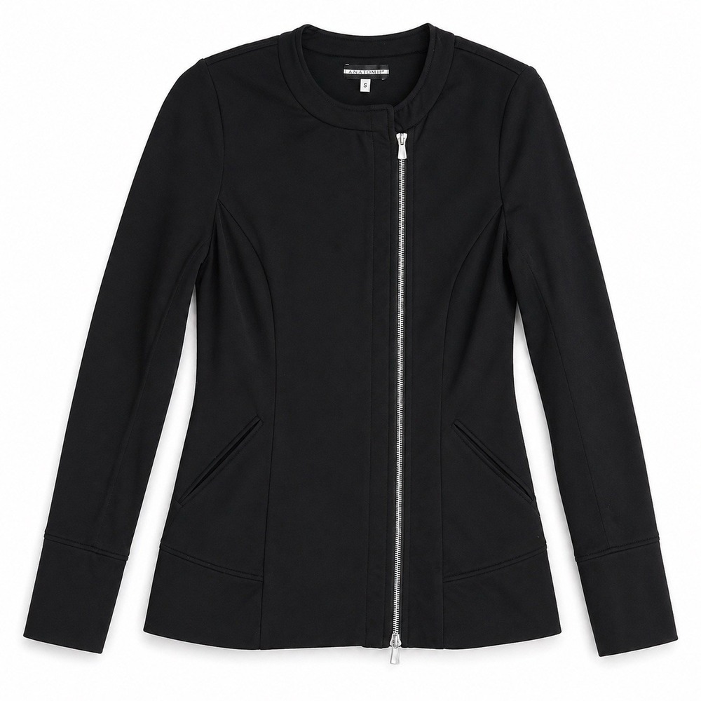 ANATOMIE‎ Jacket Black Asymmetrical Zip Travel Blazer Stretch Minimalist Chic S